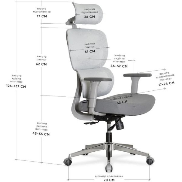 Фото - Кресло офисное Mealux D1 Air Fabric Grey (HF-D1 F/G)